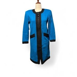 Vintage Taurus Blue and Black Long Sleeve midi dress